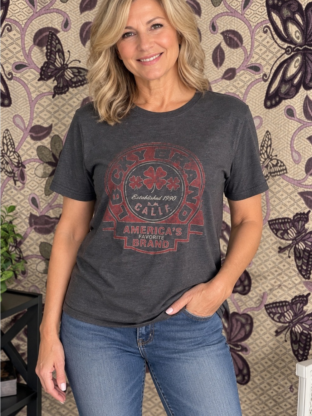 Gray Lucky Brand Graphic T-Shirt